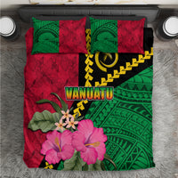Vanuatu Flag Hibiscus Polynesian Pattern Bedding Set LT03 Black - Polynesian Pride