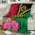 Vanuatu Flag Hibiscus Polynesian Pattern Blanket