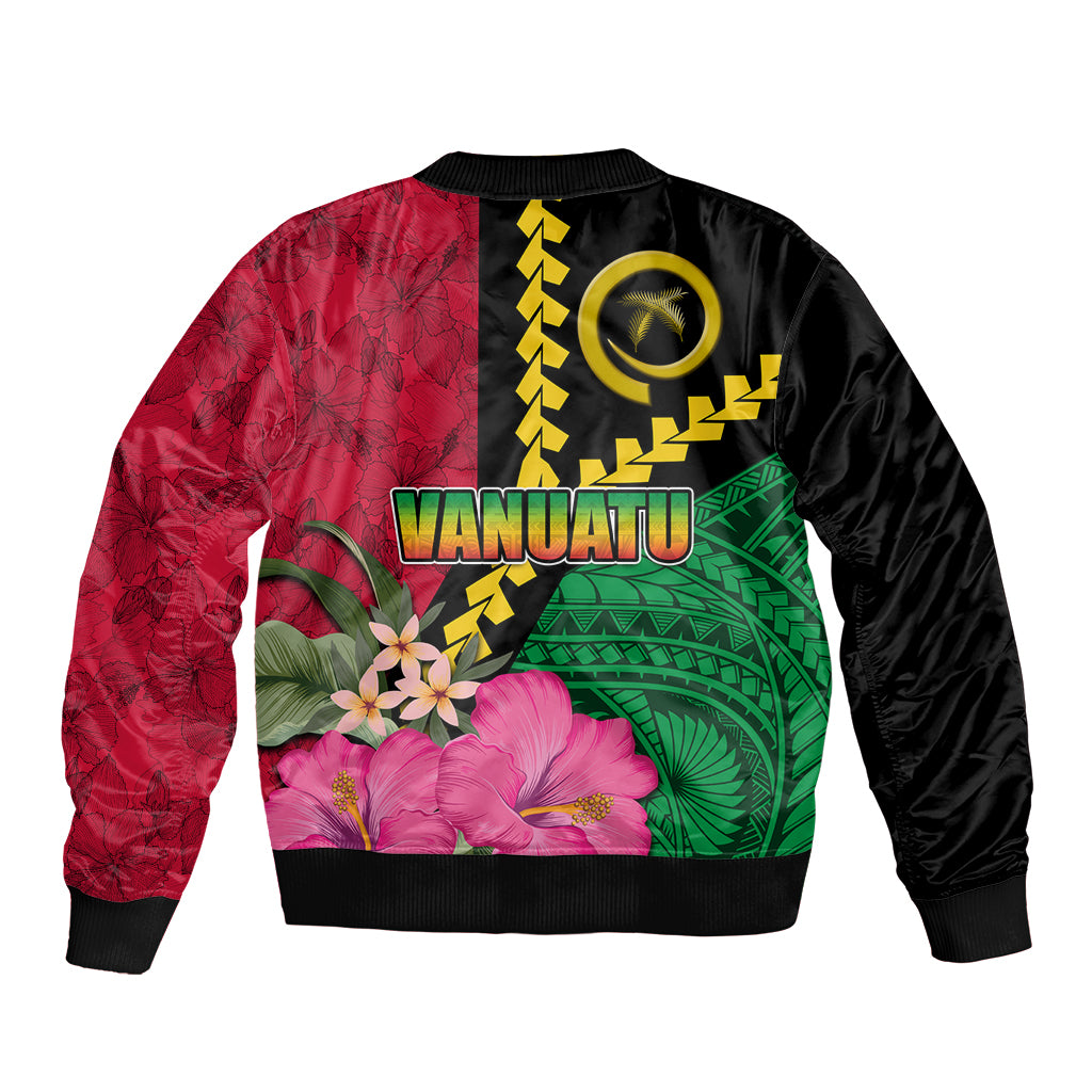 Vanuatu Flag Hibiscus Polynesian Pattern Bomber Jacket LT03 - Polynesian Pride