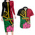 Vanuatu Flag Hibiscus Polynesian Pattern Couples Matching Long Sleeve Bodycon Dress and Hawaiian Shirt