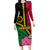 Vanuatu Flag Hibiscus Polynesian Pattern Family Matching Long Sleeve Bodycon Dress and Hawaiian Shirt