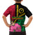 Vanuatu Flag Hibiscus Polynesian Pattern Family Matching Off The Shoulder Long Sleeve Dress and Hawaiian Shirt