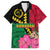 Vanuatu Flag Hibiscus Polynesian Pattern Family Matching Off Shoulder Short Dress and Hawaiian Shirt