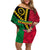 Vanuatu Flag Hibiscus Polynesian Pattern Family Matching Off Shoulder Short Dress and Hawaiian Shirt