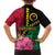 Vanuatu Flag Hibiscus Polynesian Pattern Family Matching Short Sleeve Bodycon Dress and Hawaiian Shirt