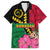 Vanuatu Flag Hibiscus Polynesian Pattern Family Matching Short Sleeve Bodycon Dress and Hawaiian Shirt