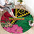 Vanuatu Flag Hibiscus Polynesian Pattern Round Carpet