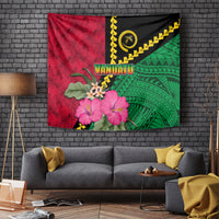 Vanuatu Flag Hibiscus Polynesian Pattern Tapestry LT03 - Polynesian Pride