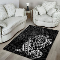 Hawaii Monk Seal and Dolphin Area Rug Polynesian Kakau Pattern Black White Color LT03 - Polynesian Pride