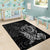 Hawaii Monk Seal and Dolphin Area Rug Polynesian Kakau Pattern Black White Color