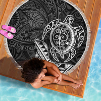 Hawaii Monk Seal and Dolphin Beach Blanket Polynesian Kakau Pattern Black White Color LT03 - Polynesian Pride