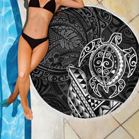 Hawaii Monk Seal and Dolphin Beach Blanket Polynesian Kakau Pattern Black White Color LT03 - Polynesian Pride