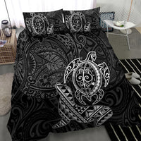 Hawaii Monk Seal and Dolphin Bedding Set Polynesian Kakau Pattern Black White Color LT03 - Polynesian Pride