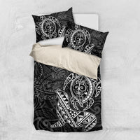 Hawaii Monk Seal and Dolphin Bedding Set Polynesian Kakau Pattern Black White Color LT03 US Twin 172cm x 218cm Black - Polynesian Pride