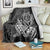 Hawaii Monk Seal and Dolphin Blanket Polynesian Kakau Pattern Black White Color