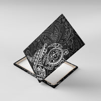 Hawaii Monk Seal and Dolphin Canvas Wall Art Polynesian Kakau Pattern Black White Color LT03 With Frame Black - Polynesian Pride