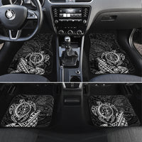 Hawaii Monk Seal and Dolphin Car Mats Polynesian Kakau Pattern Black White Color LT03 Set 4pcs Black - Polynesian Pride