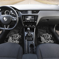 Hawaii Monk Seal and Dolphin Car Mats Polynesian Kakau Pattern Black White Color LT03 Set 2pcs - Front Black - Polynesian Pride