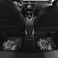 Hawaii Monk Seal and Dolphin Car Mats Polynesian Kakau Pattern Black White Color LT03 Set 2pcs - Back Black - Polynesian Pride
