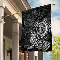 Hawaii Monk Seal and Dolphin Garden Flag Polynesian Kakau Pattern Black White Color LT03 House Flag Black - Polynesian Pride