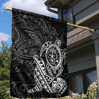 Hawaii Monk Seal and Dolphin Garden Flag Polynesian Kakau Pattern Black White Color LT03 - Polynesian Pride