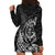 Hawaii Monk Seal and Dolphin Hoodie Dress Polynesian Kakau Pattern Black White Color