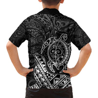 Hawaii Monk Seal and Dolphin Kid Hawaiian Shirt Polynesian Kakau Pattern Black White Color LT03 - Polynesian Pride