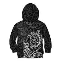 Hawaii Monk Seal and Dolphin Kid Hoodie Polynesian Kakau Pattern Black White Color LT03 - Polynesian Pride