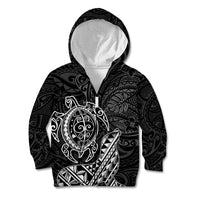 Hawaii Monk Seal and Dolphin Kid Hoodie Polynesian Kakau Pattern Black White Color LT03 Zip Hoodie Black - Polynesian Pride