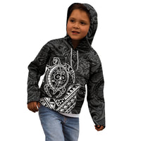 Hawaii Monk Seal and Dolphin Kid Hoodie Polynesian Kakau Pattern Black White Color LT03 - Polynesian Pride