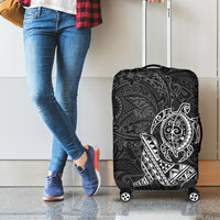 Hawaii Monk Seal and Dolphin Luggage Cover Polynesian Kakau Pattern Black White Color LT03 - Polynesian Pride