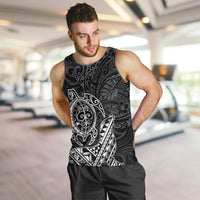 Hawaii Monk Seal and Dolphin Men Tank Top Polynesian Kakau Pattern Black White Color LT03 Black - Polynesian Pride