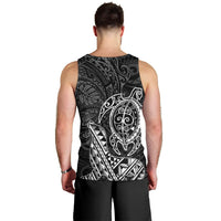 Hawaii Monk Seal and Dolphin Men Tank Top Polynesian Kakau Pattern Black White Color LT03 - Polynesian Pride