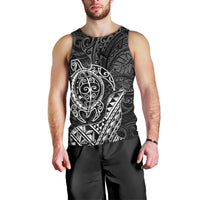 Hawaii Monk Seal and Dolphin Men Tank Top Polynesian Kakau Pattern Black White Color LT03 - Polynesian Pride