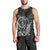 Hawaii Monk Seal and Dolphin Men Tank Top Polynesian Kakau Pattern Black White Color