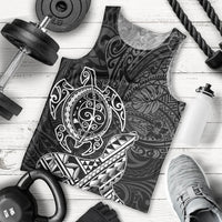 Hawaii Monk Seal and Dolphin Men Tank Top Polynesian Kakau Pattern Black White Color LT03 - Polynesian Pride