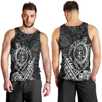 Hawaii Monk Seal and Dolphin Men Tank Top Polynesian Kakau Pattern Black White Color LT03 - Polynesian Pride