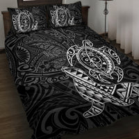 Hawaii Monk Seal and Dolphin Quilt Bed Set Polynesian Kakau Pattern Black White Color LT03 Black - Polynesian Pride