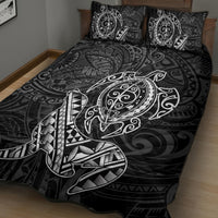Hawaii Monk Seal and Dolphin Quilt Bed Set Polynesian Kakau Pattern Black White Color LT03 - Polynesian Pride