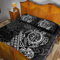Hawaii Monk Seal and Dolphin Quilt Bed Set Polynesian Kakau Pattern Black White Color LT03 - Polynesian Pride