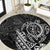 Hawaii Monk Seal and Dolphin Round Carpet Polynesian Kakau Pattern Black White Color