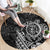 Hawaii Monk Seal and Dolphin Round Carpet Polynesian Kakau Pattern Black White Color