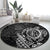 Hawaii Monk Seal and Dolphin Round Carpet Polynesian Kakau Pattern Black White Color