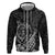 Hawaii Monk Seal and Dolphin Zip Hoodie Polynesian Kakau Pattern Black White Color