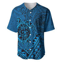 Hawaii Monk Seal and Dolphin Baseball Jersey Polynesian Kakau Pattern Blue LT03 Blue - Polynesian Pride