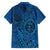 Hawaii Monk Seal and Dolphin Family Matching Long Sleeve Bodycon Dress and Hawaiian Shirt Polynesian Kakau Pattern Blue