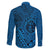 Hawaii Monk Seal and Dolphin Family Matching Long Sleeve Bodycon Dress and Hawaiian Shirt Polynesian Kakau Pattern Blue