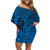 Hawaii Monk Seal and Dolphin Family Matching Off Shoulder Short Dress and Hawaiian Shirt Polynesian Kakau Pattern Blue