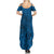 Hawaii Monk Seal and Dolphin Family Matching Summer Maxi Dress and Hawaiian Shirt Polynesian Kakau Pattern Blue