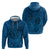 Hawaii Monk Seal and Dolphin Hoodie Polynesian Kakau Pattern Blue